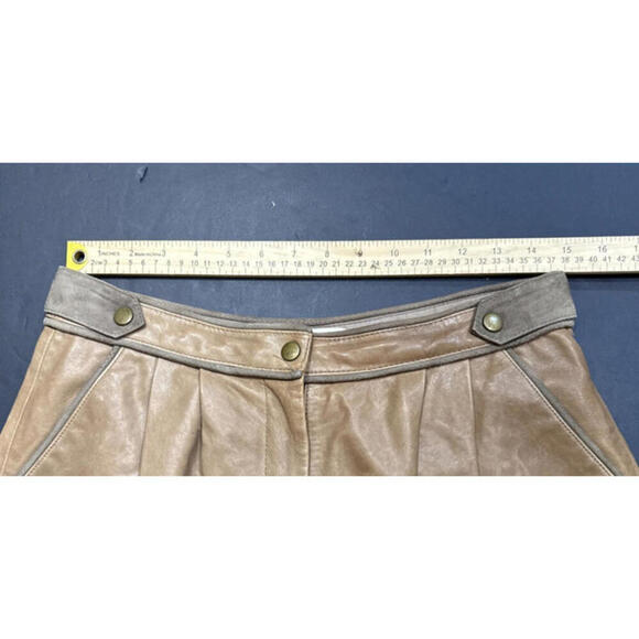 Tibi Brown 100% Lamb Leather Shorts Designer City Chic Classic Front Zip Lined 4 - Picture 8 of 15